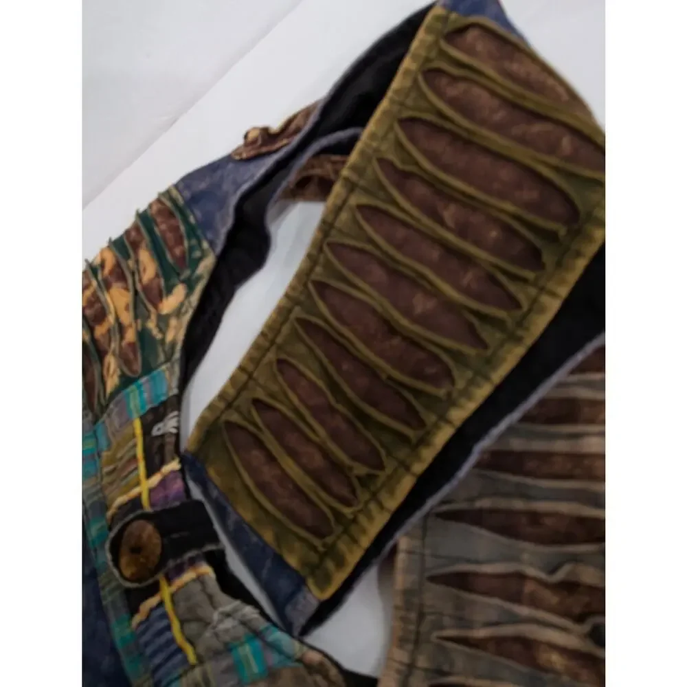 Rising International Sling Hobo Bag Boho Hippie Patchwork Peace Sign Razor Cut